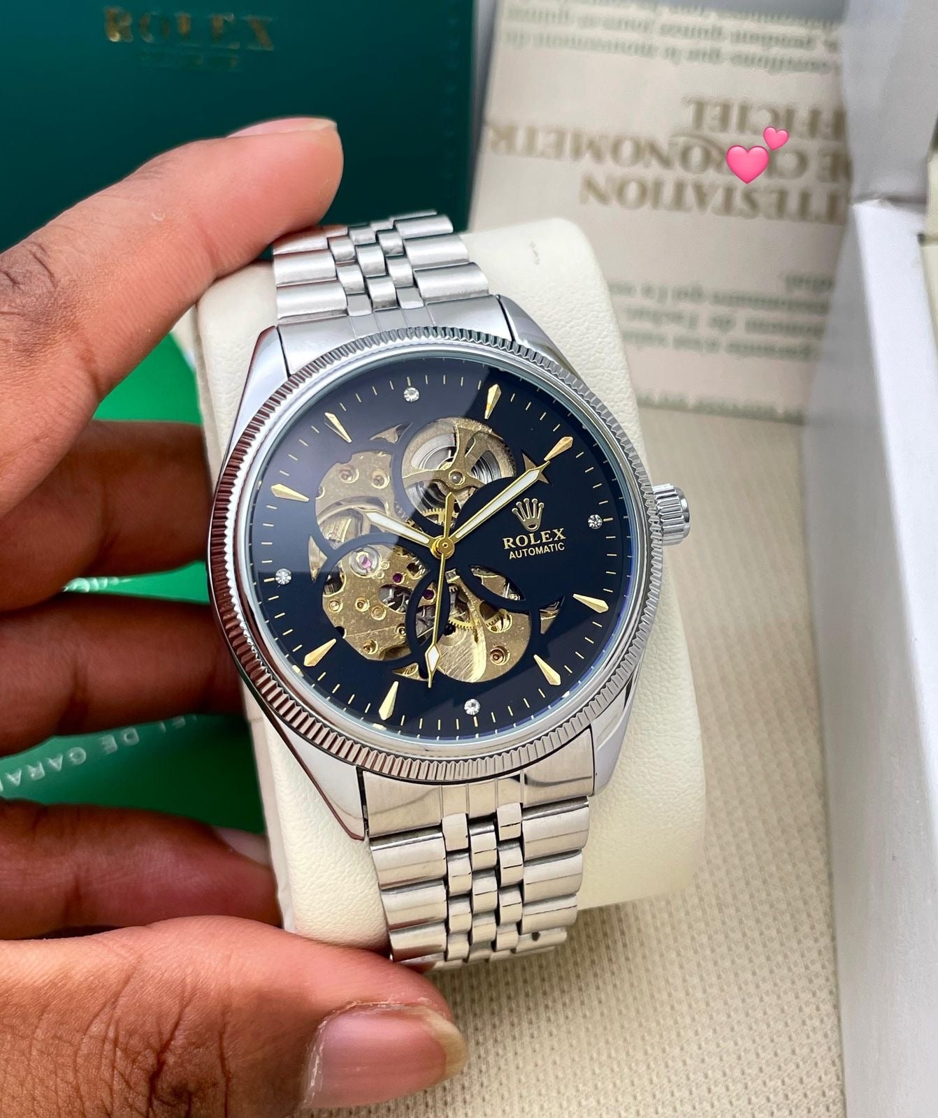 Rolx skeleton automatic watch