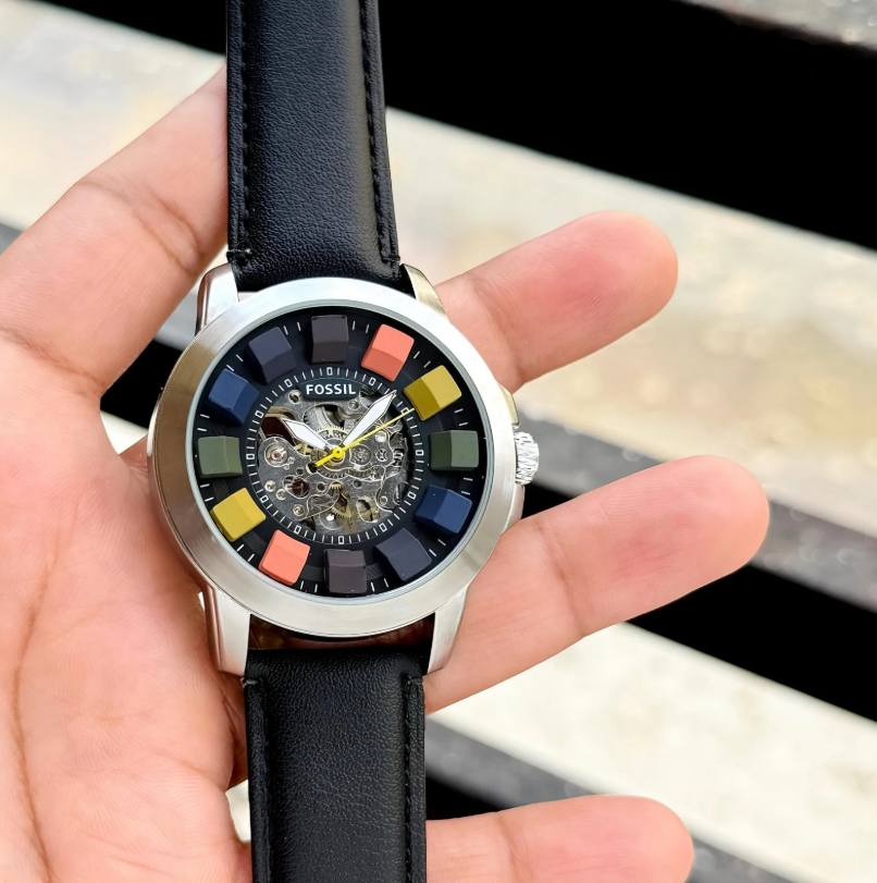 Fossil Grant Automatic Silver Skeleton Dial Men's Watch