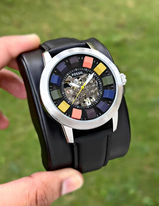 Fossil Grant Automatic Silver Skeleton Dial Men's Watch