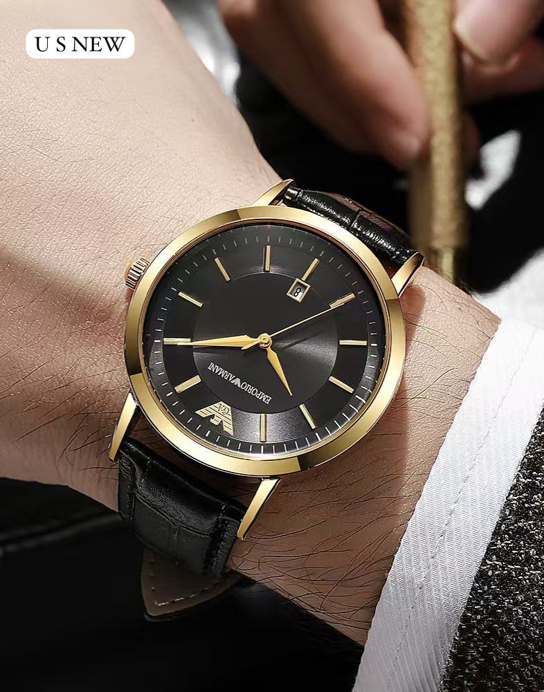 Emporio Armani Classic Rose Gold Black Dial Watch