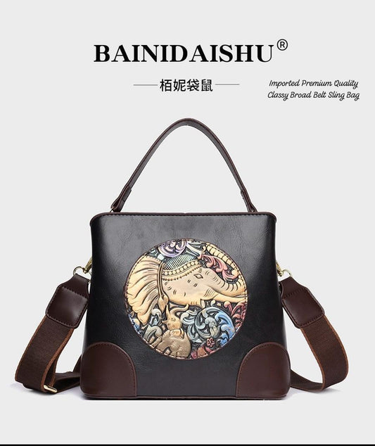 BAINIDAISHU® Classy Elephant Art Sling Bag