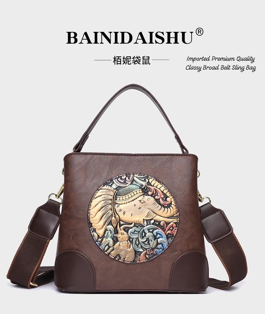 BAINIDAISHU® Classy Elephant Art Sling Bag