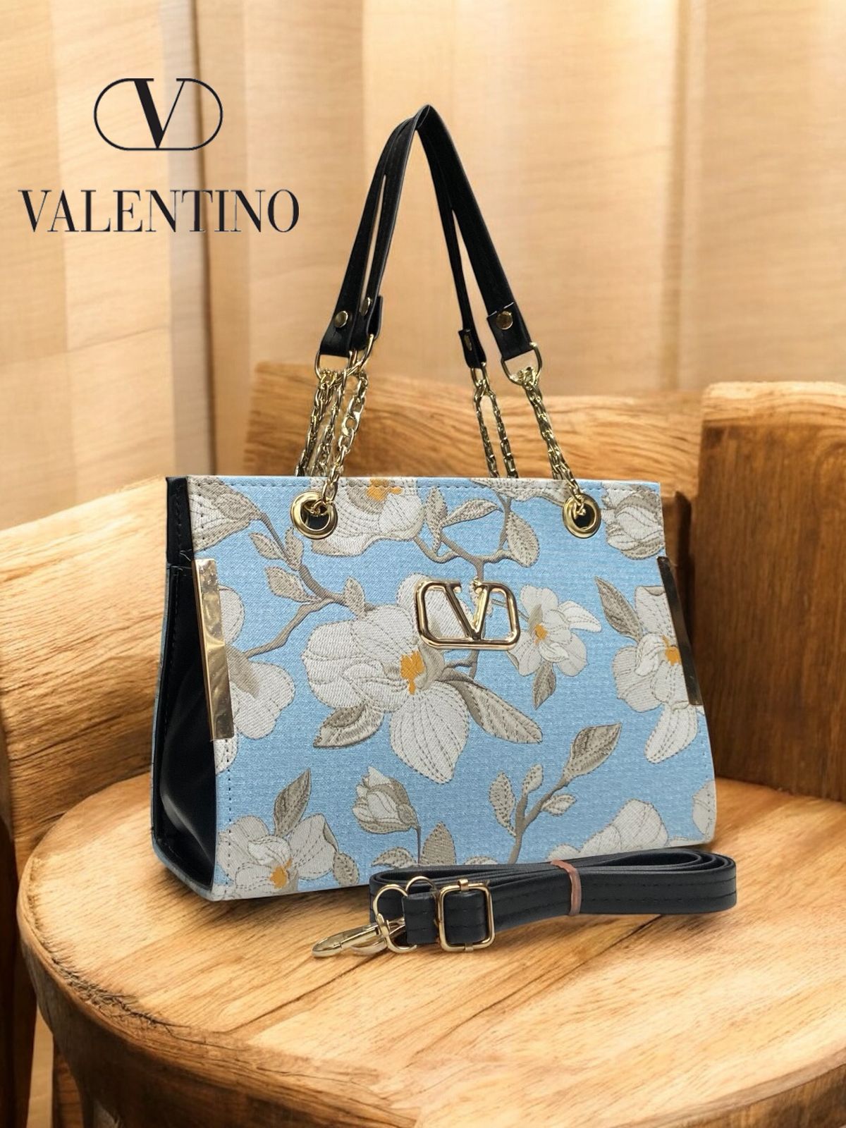Valentino Blush Bloom Chain Tote