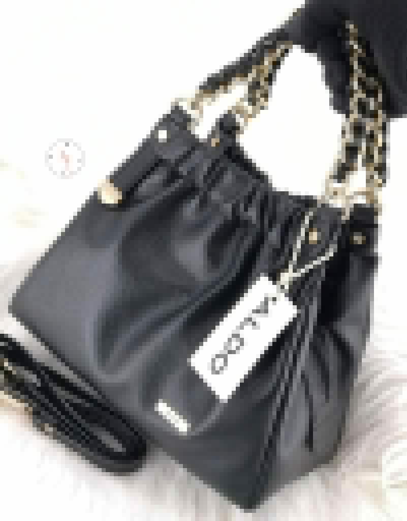 ALDO Black Faux Leather Chain-Strap Bucket Bag