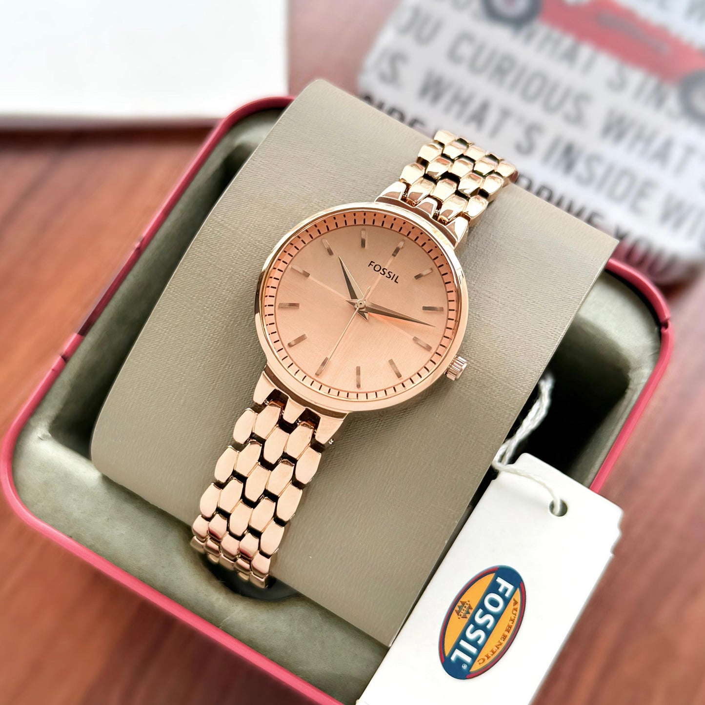 Fossil Rose Gold Analog Watch – Elegant Minimalism
