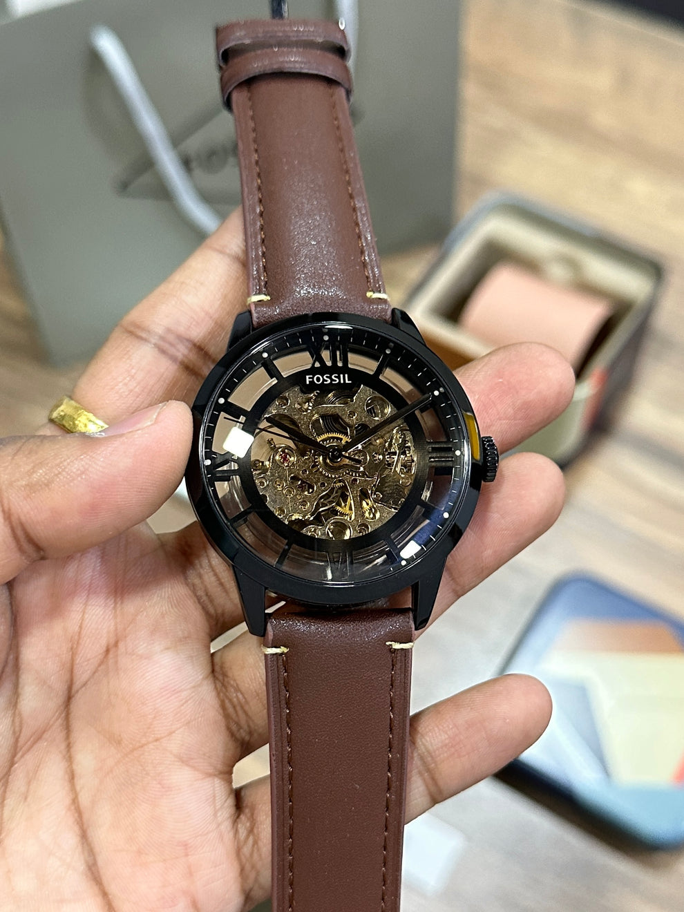 Fossil Mechanical Watch With Skeleton Dial